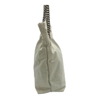 Crush Tote Bag White in Distressed Leather, Silver hardware