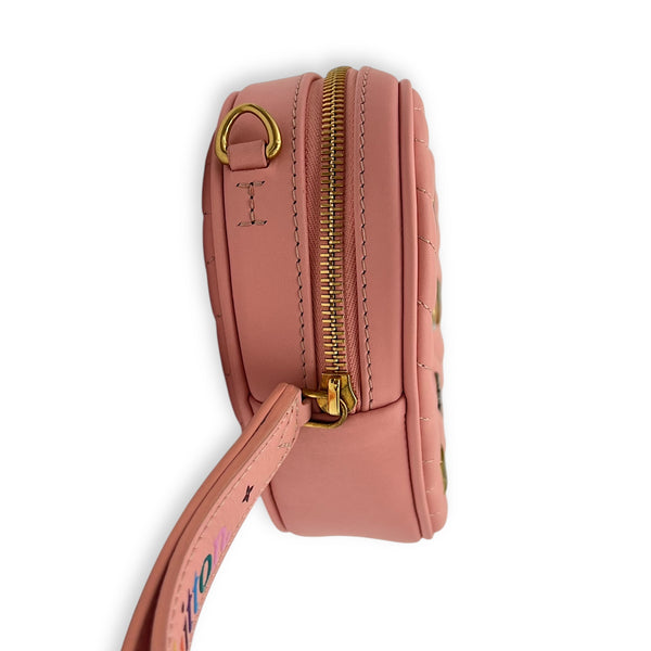 New Wave Love Lock Shoulder Bag Pink in Calfskin, Gold hardware