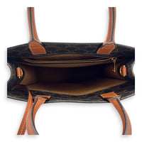 Cabas Top Handle Bag Brown in Coated Canvas, Gold hardware