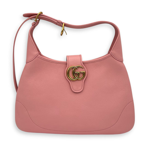 Aphrodite Shoulder Bag Pink in Goat Leather, Gold hardware