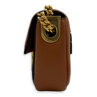 Baguette Brown Shoulder Bag in Lambskin, Gold hardware
