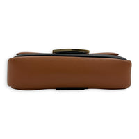Baguette Brown Shoulder Bag in Lambskin, Gold hardware