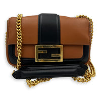 Baguette Brown Shoulder Bag in Lambskin, Gold hardware
