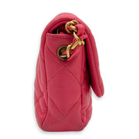 Heart Mini Square Shoulder Bag Pink in Lambskin, Gold hardware