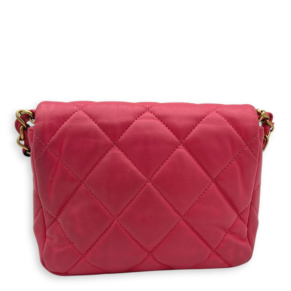 Heart Mini Square Shoulder Bag Pink in Lambskin, Gold hardware