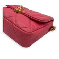 Heart Mini Square Shoulder Bag Pink in Lambskin, Gold hardware