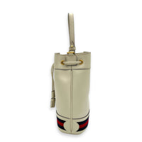 Ophidia Bucket Bag White in Deerskin, Gold hardware