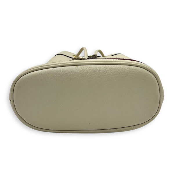 Ophidia Bucket Bag White in Deerskin, Gold hardware