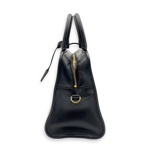 Cabas Top Handle Bag Black in Calfskin, Gold hardware