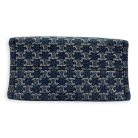 Triomphe Cabas Tote Bag Blue in Denim, Gold hardware