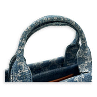 Triomphe Cabas Tote Bag Blue in Denim, Gold hardware