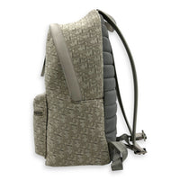 Oblique Backpack White in Canvas, Silver hardware