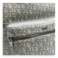 Oblique Backpack White in Canvas, Silver hardware