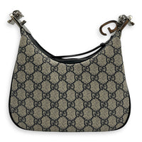 Attache Small Grey Shoulder Bag in Coated Canvas, Silver hardware