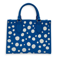 OnTheGo PM Blue Top Handle Bag in Empreinte Leather, Silver hardware