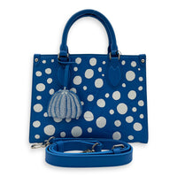 OnTheGo PM Blue Top Handle Bag in Empreinte Leather, Silver hardware