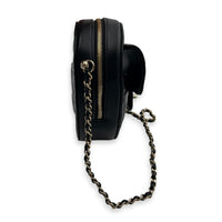 Heart Black Crossbody Bag in Lambskin, Gold hardware