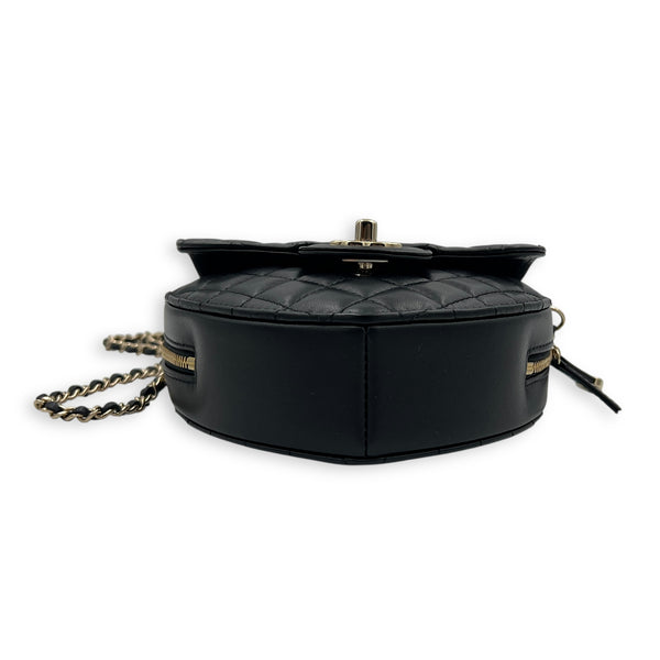 Heart Black Crossbody Bag in Lambskin, Gold hardware