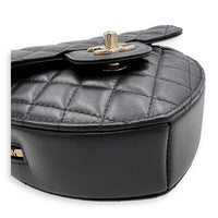 Heart Black Crossbody Bag in Lambskin, Gold hardware