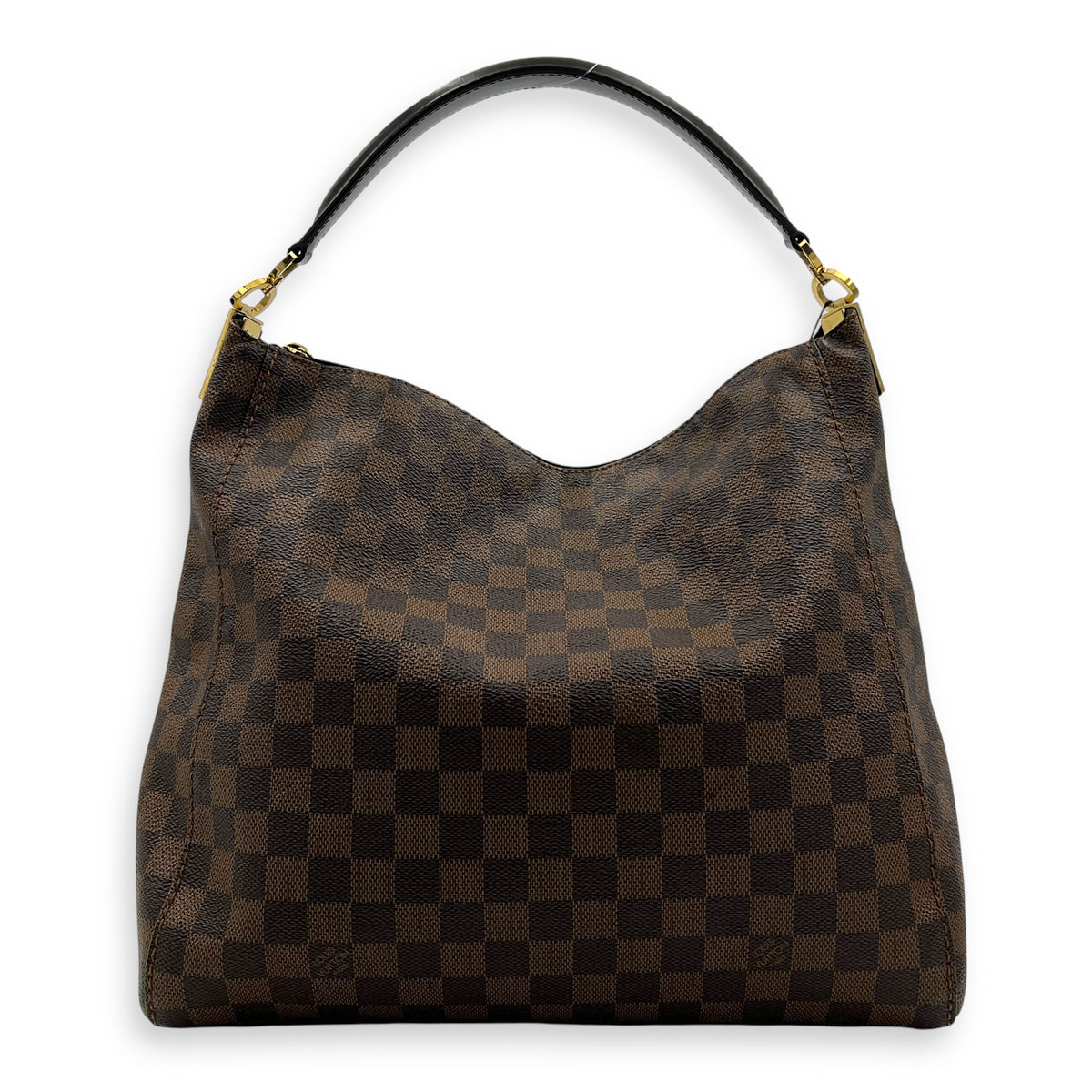 Portobello Shoulder Bag Brown in Coated Canvas, Gold hardware