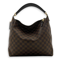 Portobello Shoulder Bag Brown in Coated Canvas, Gold hardware