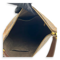 Portobello Shoulder Bag Brown in Coated Canvas, Gold hardware
