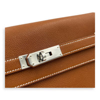 Kelly Brown Clutch in FAUBOURG BARENIA, Palladium hardware