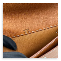 Kelly Brown Clutch in FAUBOURG BARENIA, Palladium hardware