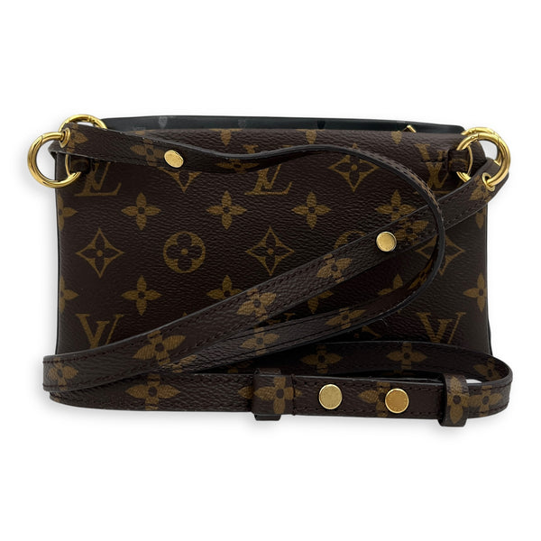 Pochette Shoulder Bag Brown in Coated Canvas, Gold hardware