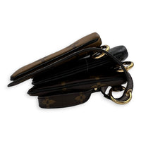 Pochette Shoulder Bag Brown in Coated Canvas, Gold hardware