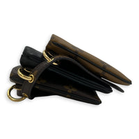Pochette Shoulder Bag Brown in Coated Canvas, Gold hardware
