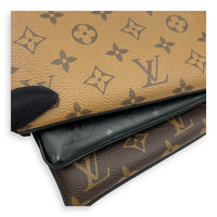 Pochette Shoulder Bag Brown in Coated Canvas, Gold hardware