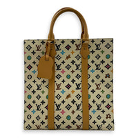 Sac Plat Shoulder Bag White in Coated Canvas, Gold hardware