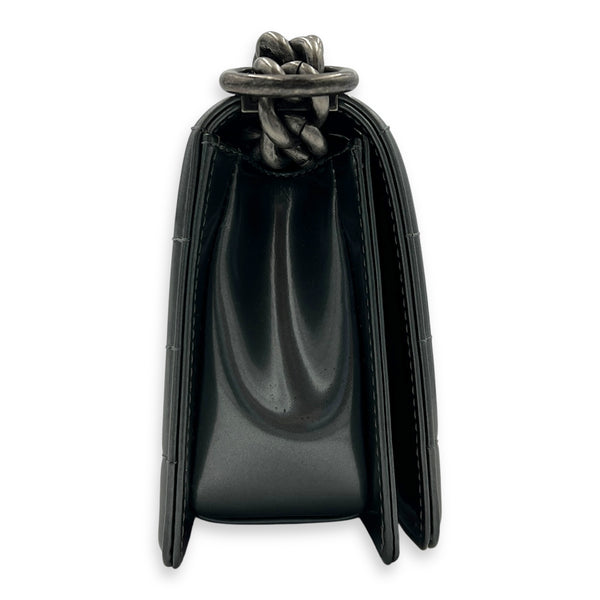 Boy Shoulder Bag Mini Silver in Patent Leather, Ruthenium hardware