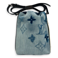 Sac Manin Shoulder Bag Blue in Canvas, Silver hardware