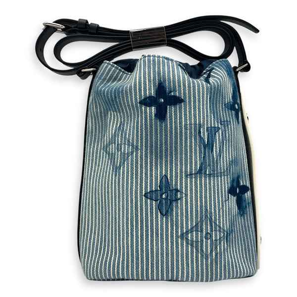 Sac Manin Shoulder Bag Blue in Canvas, Silver hardware