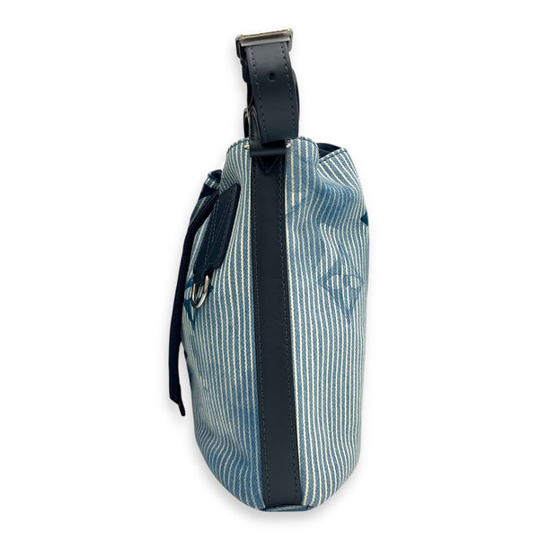 Sac Manin Shoulder Bag Blue in Canvas, Silver hardware