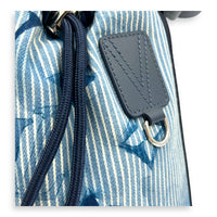 Sac Manin Shoulder Bag Blue in Canvas, Silver hardware