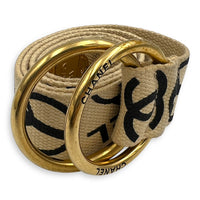 Rue Cambon Belt Beige in Canvas, Gold hardware