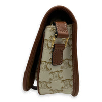 Folco Shoulder Bag White in Coated Canvas, Gold hardware