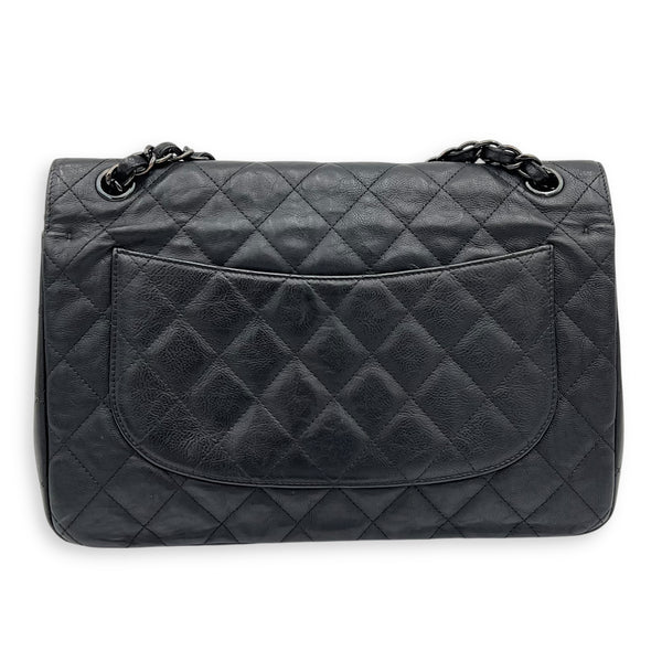 Classic Jumbo Black Shoulder Bag in Calfskin, Black hardware