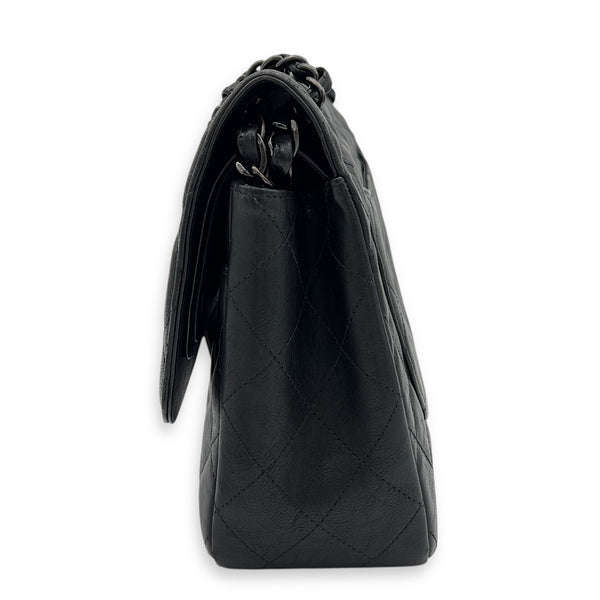 Classic Jumbo Black Shoulder Bag in Calfskin, Black hardware