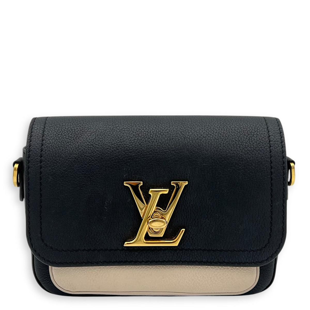 Lock Me Tender Shoulder Bag Black in Calfskin, Gold hardware