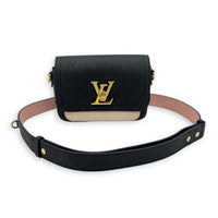 Lock Me Tender Shoulder Bag Black in Calfskin, Gold hardware