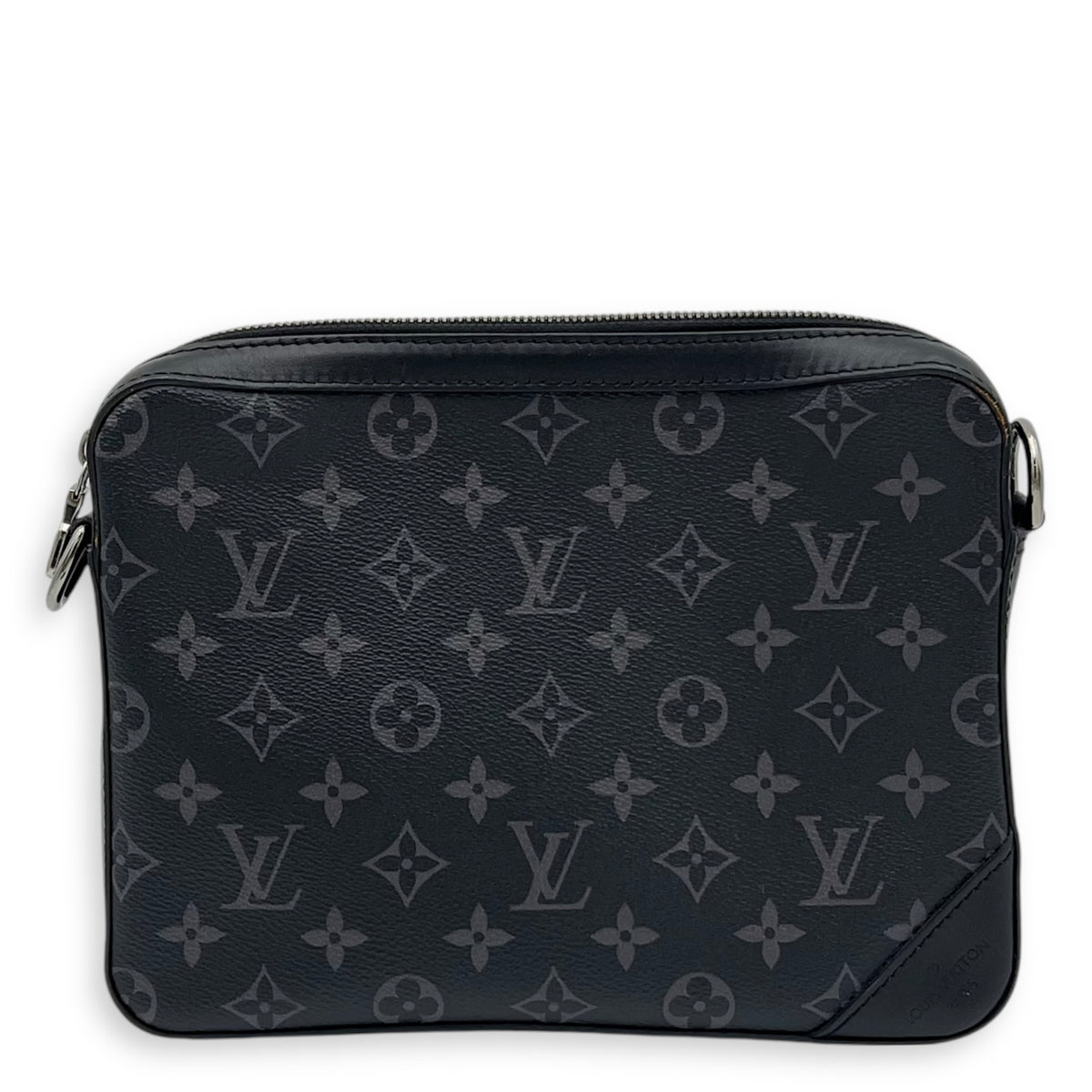 Trio Messenger Black in Monogram Coated Canvas, Silver hardware