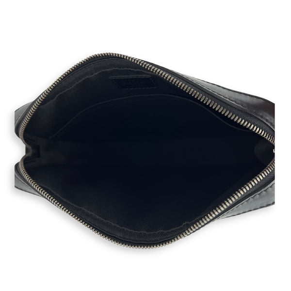 Trio Messenger Black in Monogram Coated Canvas, Silver hardware