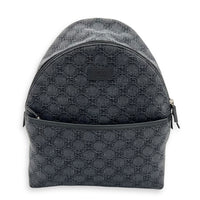 GG Backpack Black in Denim, Silver hardware