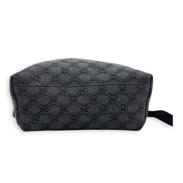 GG Backpack Black in Denim, Silver hardware