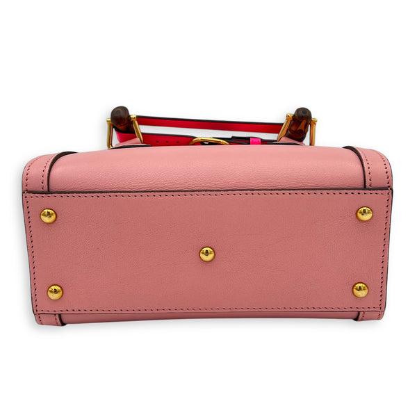 Diana Top Handle Bag Pink in Calfskin, Gold hardware