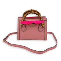Diana Top Handle Bag Pink in Calfskin, Gold hardware